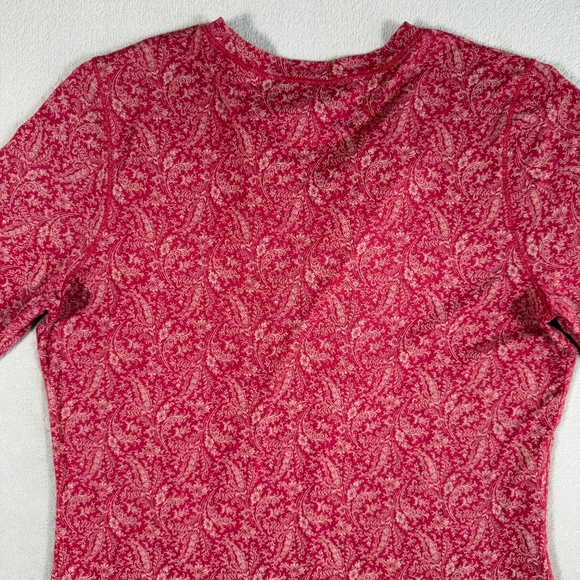 Ralph Lauren Top Womens Medium Red Paisley 3/4 Sleeve Ruffle Lace Up Southwest - Picture 10 of 15